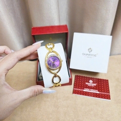 Đồng Hồ Nữ Sunrise Quartz 9014AA Thép Vàng Tím