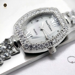 Đồng Hồ Nữ Royal Crown Quartz 9232 Thép Trắng