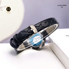 Đồng Hồ Nữ Scottie Quartz 9559B  Da Đen Vỏ Trắng Mặt Trắng