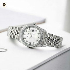 Đồng Hồ Nữ Scottie Quartz 9570 Thép Trắng Mặt Trắng