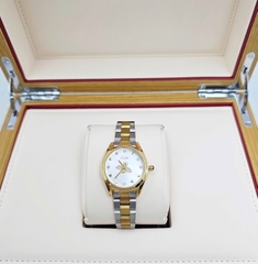 Đồng Hồ Nữ Scottie Quartz 9595 Thép Demi Vàng Mặt Trắng