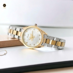 Đồng Hồ Nữ Scottie Quartz 9595 Thép Demi Vàng Mặt Trắng
