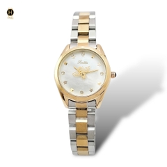 Đồng Hồ Nữ Scottie Quartz 9595 Thép Demi Vàng Mặt Trắng
