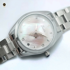 Đồng Hồ Nữ Scottie Quartz 9595 Thép Trắng Mặt Xà Cừ
