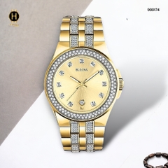 Đồng Hồ Nam Bulova Quartz 98B174 Dây Thép Demi Vàng Mặt Vàng.