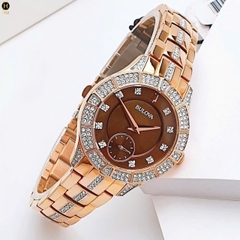 Đồng Hồ Nữ Bulova Quartz Phantom Crystal Chocolate 98L284