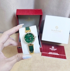 Đồng Hồ Nữ Sunrise Quartz 9991AA Dây Thép Vỏ Vàng Mặt Xanh