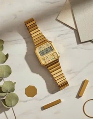 Đồng Hồ Unisex Casio Quartz A100WEG-9ADF Dây Thép Vỏ Vàng Mặt Vàng