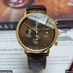 Đồng Hồ Nam Citizen Quartz Chronograph AN3612-09X Chronograph Dây Da Nâu Rose