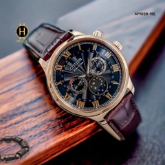 Đồng Hồ Nam Citizen Quartz Eco-Drive  MoonPhase AP1059-19E Dây Da Nâu Mặt Nâu
