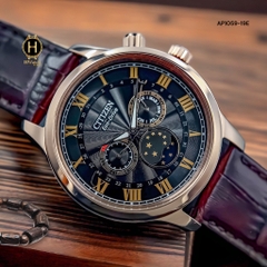 Đồng Hồ Nam Citizen Quartz Eco-Drive  MoonPhase AP1059-19E Dây Da Nâu Mặt Nâu