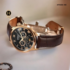 Đồng Hồ Nam Citizen Quartz Eco-Drive  MoonPhase AP1059-19E Dây Da Nâu Mặt Nâu