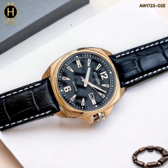 Đồng Hồ Nam Citizen Quartz Eco-Drive AW1723-02E Dây Da Vỏ Vàng Hồng Mặt Đen Sapphire