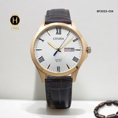 Đồng Hồ Nam Citizen BF2023-01A Quartz Dây Da Vỏ Rose Mặt Trắng Caro