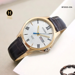 Đồng Hồ Nam Citizen BF2023-01A Quartz Dây Da Vỏ Rose Mặt Trắng Caro