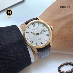 Đồng Hồ Nam Citizen BF2023-01A Quartz Dây Da Vỏ Rose Mặt Trắng Caro
