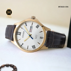 Đồng Hồ Nam Citizen BF2023-01A Quartz Dây Da Vỏ Rose Mặt Trắng Caro