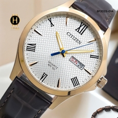 Đồng Hồ Nam Citizen BF2023-01A Quartz Dây Da Vỏ Rose Mặt Trắng Caro