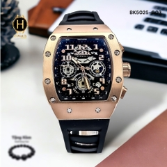 Đồng Hồ Nam Berlink Quartz BK5025-G03 Dây Cao Su Màu Đen Viền Gold Mặt Đen