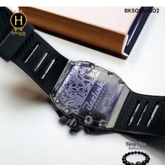 Đồng Hồ Nam Berlink Quartz BK5025-G02 Dây Cao Su Màu Xanh Viền Đen Mặt Đen