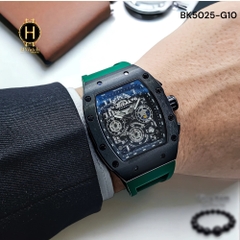 Đồng Hồ Nam Berlink Quartz BK5025-G10 Dây Cao Su Màu Xanh Viền Đen Mặt Đen