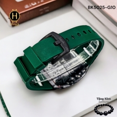 Đồng Hồ Nam Berlink Quartz BK5025-G10 Dây Cao Su Màu Xanh Viền Đen Mặt Đen