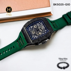 Đồng Hồ Nam Berlink Quartz BK5025-G10 Dây Cao Su Màu Xanh Viền Đen Mặt Đen