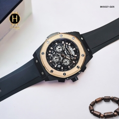 Đồng Hồ Nam Berlink Quartz BK5027-G05 Dây Casu Vỏ Gold Mặt Đen Sapphire