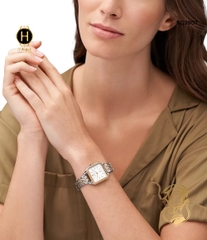 Đồng Hồ Nữ Fossil Quartz BQ3907 Dây Thép Demi Vàng Hồng  Mặt Trắng Viền Đính Đá