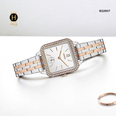Đồng Hồ Nữ Fossil Quartz BQ3907 Dây Thép Demi Vàng Hồng  Mặt Trắng Viền Đính Đá