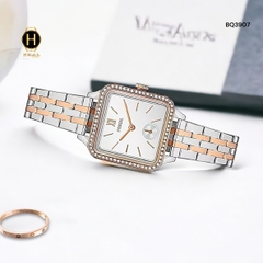 Đồng Hồ Nữ Fossil Quartz BQ3907 Dây Thép Demi Vàng Hồng  Mặt Trắng Viền Đính Đá