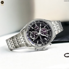 Đồng Hồ Nam Citizen Quartz Eco-Drive Chronograph CA0450-57E Dây Thép Vỏ Trắng Mặt Đen Sapphire