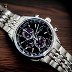 Đồng Hồ Nam Citizen Quartz Eco-Drive Chronograph CA0450-57E Dây Thép Vỏ Trắng Mặt Đen Sapphire