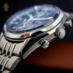 Đồng Hồ Nam Citizen Quartz Eco-Drive Chronograph CA0450-57E Dây Thép Vỏ Trắng Mặt Đen Sapphire
