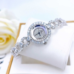 Đồng Hồ Nữ Royal Crown Quartz 6255 Đá Dây Thép