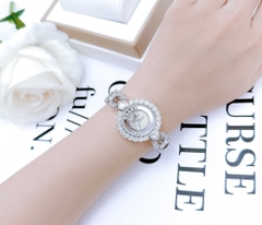 Đồng Hồ Nữ Royal Crown Quartz 6255 Đá Dây Thép