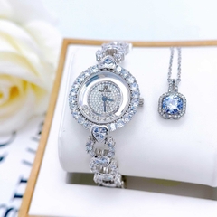 Đồng Hồ Nữ Royal Crown Quartz 6255 Đá Dây Thép