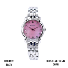 Đồng Hồ Nữ Citizen Quartz Eco-Drive EM0710-54Y  Dây Sắt Mặt Hồng