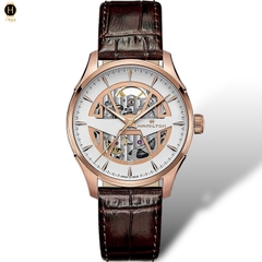 Đồng Hồ Nam Hamilton Automatic Jazzmaster Skeleton Spiky-H H42505510 Dây Da Mặt Trắng Sapphire