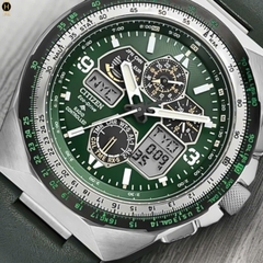 Đồng Hồ Nam Citizen Quartz Eco-Drive Promaster Skyhawk A-T Chronograph Green JY8147-01X