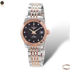 Đồng Hồ Nữ Longines Automatic Record Chronometer L2.320.5.57.7 (L23205577) Dây Thép Demi Mặt Đen Sapphire.
