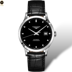 Đồng Hồ Nam Longines Automatic Record Collection Chronometer L2.821.4.57.2 (L28214572) Dây Da Mặt Đen Sapphire.