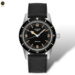 Đồng Hồ Nam Longines Automatic Heritage Skin Diver Dây Cao su Mặt Đen Sapphire L2.822.4.56.9 ( L28224569 )