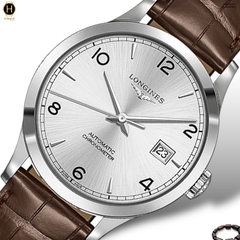 Đồng Hồ Nam Longines Automatic Record Collection Chronometer L2.820.4.76.2 (L28204762) Dây Da Mặt Trắng Sapphire.