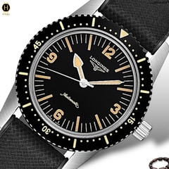 Đồng Hồ Nam Longines Automatic Heritage Skin Diver Dây Cao su Mặt Đen Sapphire L2.822.4.56.9 ( L28224569 )