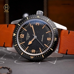 Đồng Hồ Nam Longines Automatic Diver L2.822.4.56.2 Heritage Dây Da Nâu Mặt Đen.