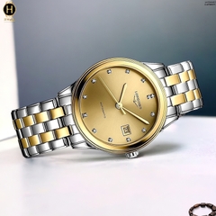 Đồng Hồ Nam Longines Automatic Flagship L4.774.3.37.7 (L47743377) Dây Thép Demi Vàng Mặt Vàng Sapphire.