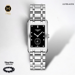 Đồng Hồ Unisex Longines Quartz L5.755.4.57.6 (L57554576) Dây Thép Mặt Đen Hiện Đại