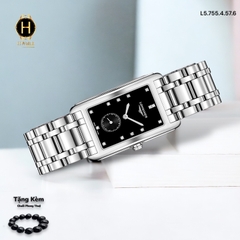 Đồng Hồ Unisex Longines Quartz L5.755.4.57.6 (L57554576) Dây Thép Mặt Đen Hiện Đại