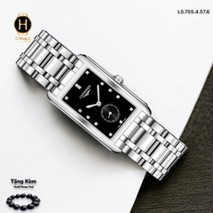 Đồng Hồ Unisex Longines Quartz L5.755.4.57.6 (L57554576) Dây Thép Mặt Đen Hiện Đại